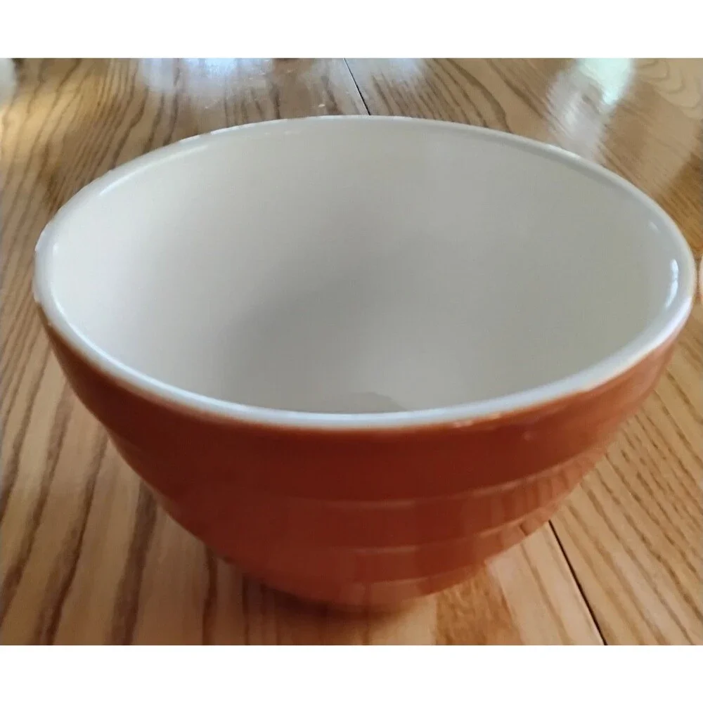 Crate & Barrel Fruit Dessert Bowl 6.25 Wide Burnt Orange Beehive Rib Excellent